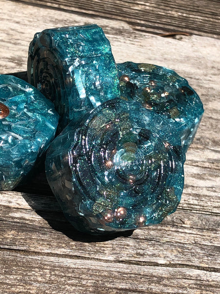 Tower Buster Mini Roses, set of 4, Orgone with Pyrite and Green Aventurine