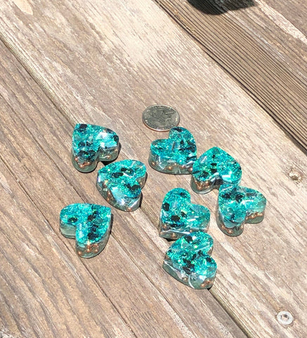 Tower Buster Mini Hearts, set of 4, Orgone with Blue Apatite