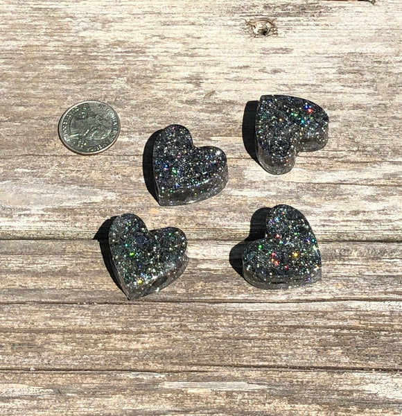 Tower Buster Mini Hearts, set of 4, orgone energy with Black Tourmaline