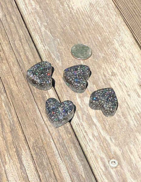 Tower Buster Mini Hearts, set of 4, orgone energy with Black Tourmaline