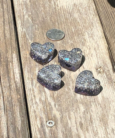 Tower Buster Mini Hearts, set of 4, Orgone with Labradorite