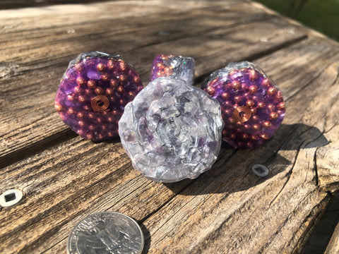 Orgone Tower Buster Mini Roses, set of 4, with Amethyst