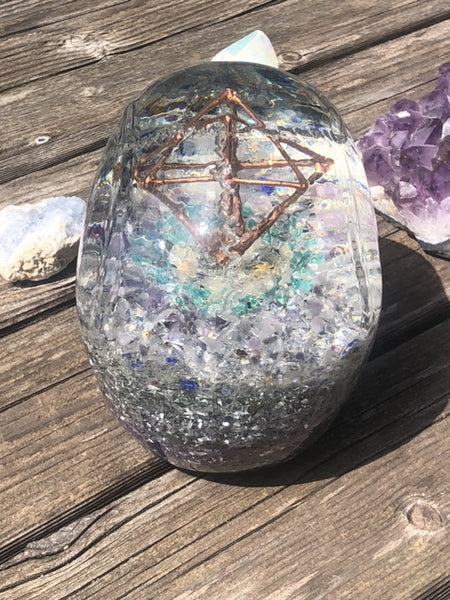 Extra Large Orgone Crystal Skull, Purple & Blue