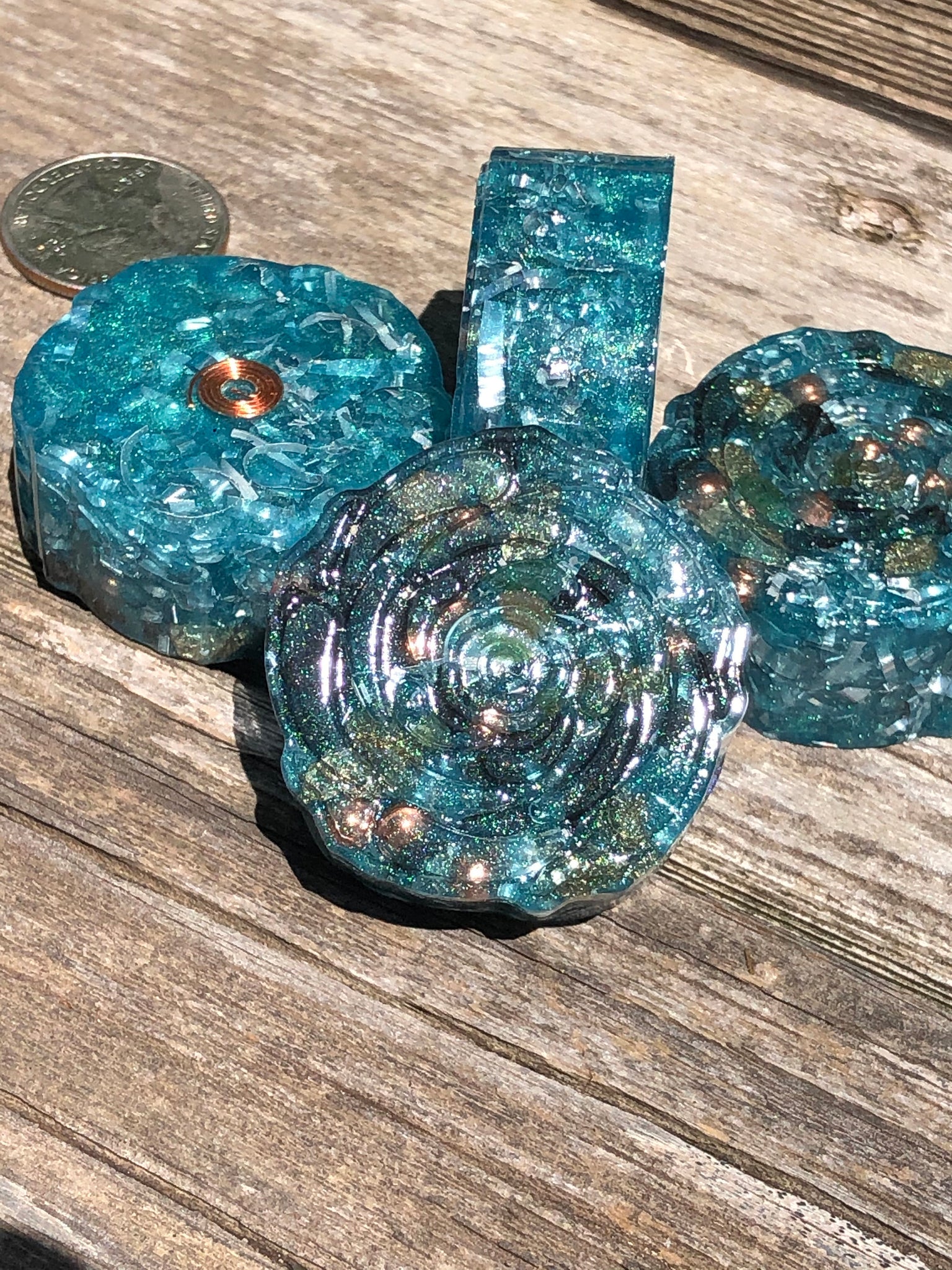 Tower Buster Mini Roses, set of 4, Orgone with Pyrite and Green Aventurine