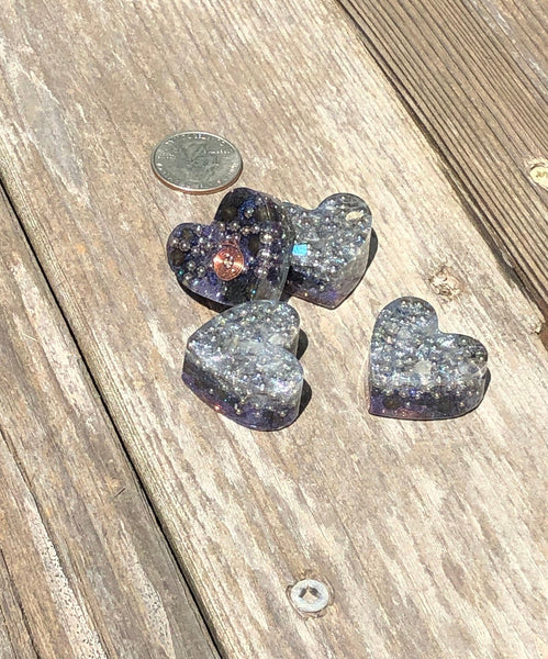 Tower Buster Mini Hearts, set of 4, Orgone with Labradorite