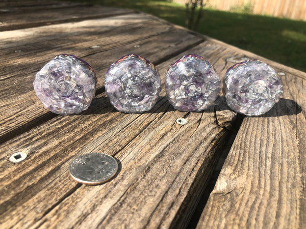 Orgone Tower Buster Mini Roses, set of 4, with Amethyst