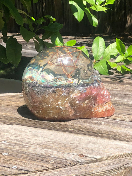 Orgone Crystal Skull, Peach and Pink