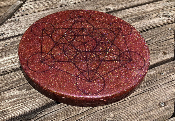 12" Metatron's Cube Selenite Charging Plate Crystal Grid