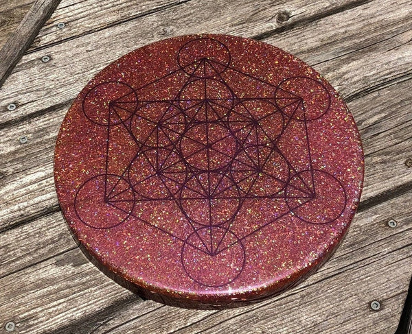 12" Metatron's Cube Selenite Charging Plate Crystal Grid