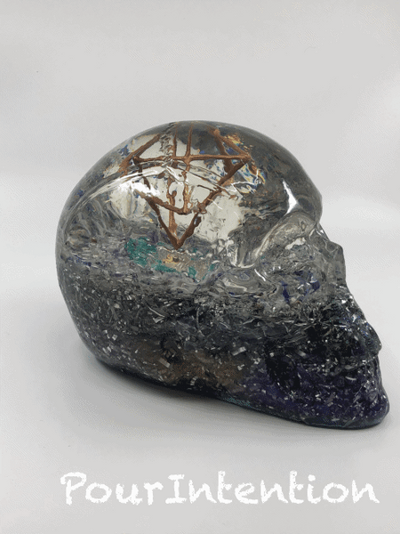 Extra Large Orgone Crystal Skull, Purple & Blue